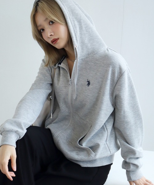 ポロラルフローレン　ワンポイントホース刺繍ロゴスエットパーカー　グレー セール】【U.S. POLO ASSN./ユーエスポロアッスン】ワンポイントロゴ