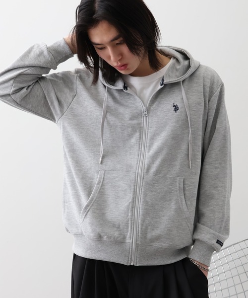 U.S. POLO ASSN.(ユーエスポロアッスン)の「【U.S. POLO ASSN./ユーエスポロアッスン】ワンポイントロゴ刺繍 スウェット ジップパーカー(パーカー・レディース・杢グレー/チャコールグレー/ベージュ・M/L/LL)」の4枚目の写真