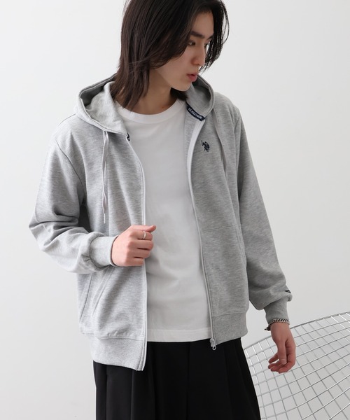 U.S. POLO ASSN.(ユーエスポロアッスン)の「【U.S. POLO ASSN./ユーエスポロアッスン】ワンポイントロゴ刺繍 スウェット ジップパーカー(パーカー・レディース・杢グレー/チャコールグレー/ベージュ・M/L/LL)」の6枚目の写真