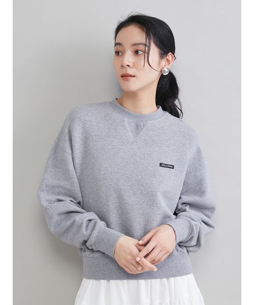 Mila Owen（ミラオーウェン）の「ソフトタッチ短丈トレーナー（スウェット・レディース・レッド/グレー/アイボリー・F）」の2枚目の写真