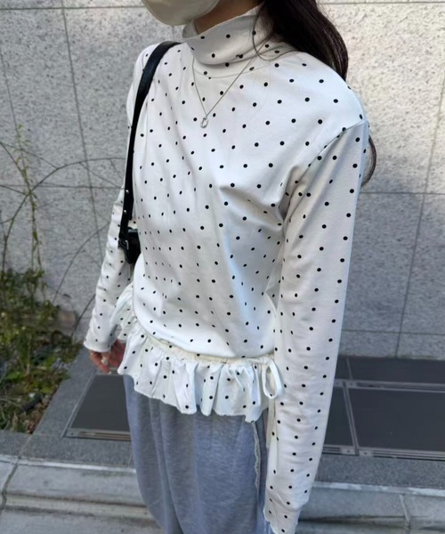 mebole(メボレ)の「ドットフリルカットソー(Tシャツ/カットソー・レディース・ホワイト/グレー・FREE)」の13枚目の写真