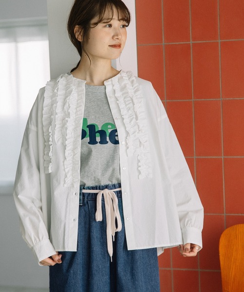 POU DOU DOU（プードゥドゥ）の「ランダムフリルシャツ（シャツ/ブラウス・レディース・イエロー/ブラック/オフホワイト・3）」の10枚目の写真