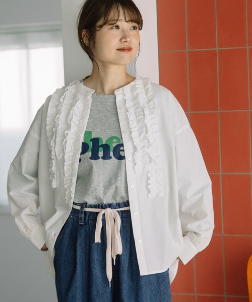 POU DOU DOU（プードゥドゥ）の「ランダムフリルシャツ（シャツ/ブラウス・レディース・イエロー/ブラック/オフホワイト・3）」の11枚目の写真