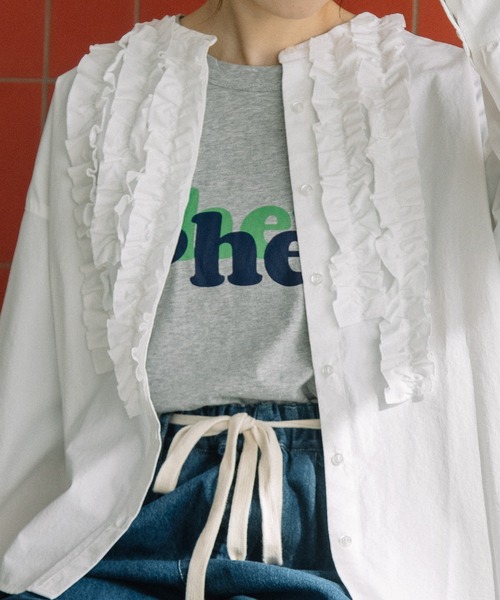 POU DOU DOU（プードゥドゥ）の「ランダムフリルシャツ（シャツ/ブラウス・レディース・イエロー/ブラック/オフホワイト・3）」の13枚目の写真