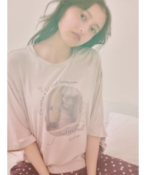 SNIDEL HOME(スナイデルホーム)の「【KOROMO】【接触冷感】カットTシャツ(ルームウェア/パジャマ・レディース・アイボリー/ベージュ/ピンク・F)」の3枚目の写真