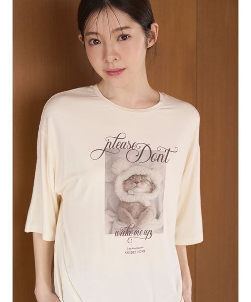 SNIDEL HOME(スナイデルホーム)の「【KOROMO】【接触冷感】カットTシャツ(ルームウェア/パジャマ・レディース・アイボリー/ベージュ/ピンク・F)」の6枚目の写真