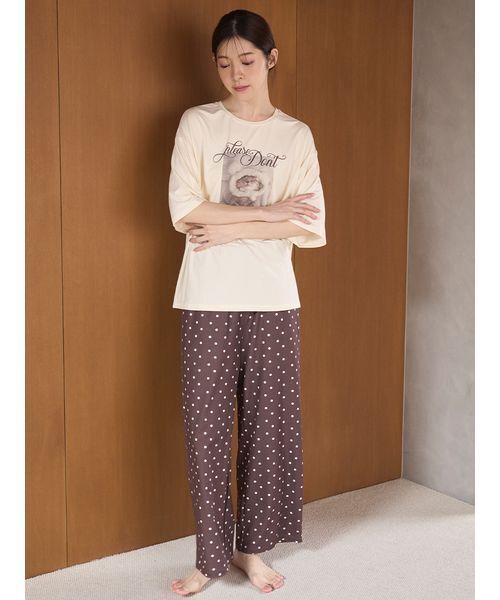 SNIDEL HOME(スナイデルホーム)の「【KOROMO】【接触冷感】カットTシャツ(ルームウェア/パジャマ・レディース・アイボリー/ベージュ/ピンク・F)」の9枚目の写真