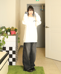 Monkey Flower（モンキーフラワー）の「レディーストラックウォッシュカーブフィットデニムパンツ（バルーンフィット）/ MS6WDP01F BK（デニムパンツ）」