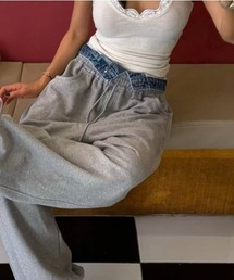 semuse（セミューズ）の「デニムレイヤード風スウェットパンツ（スウェットパンツ）」