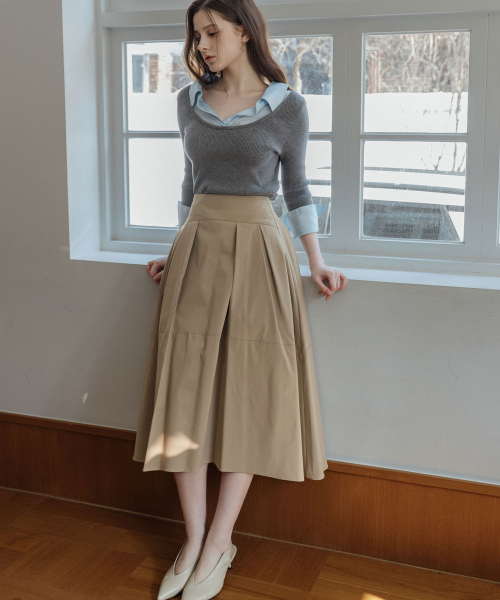 Lautre Elene Beige Flared Skirt