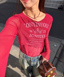 CIAOPANIC | レイヤードデザインメッシュロゴトップス(Tシャツ/カットソー)