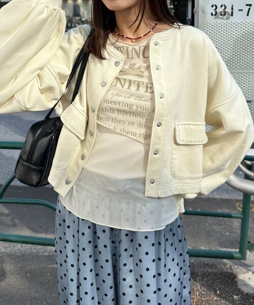 CIAOPANIC（チャオパニック）の「レイヤードデザインメッシュロゴトップス（Tシャツ/カットソー・レディース・オフホワイト/レッド/ブラウン・ONE SIZE）」の18枚目の写真