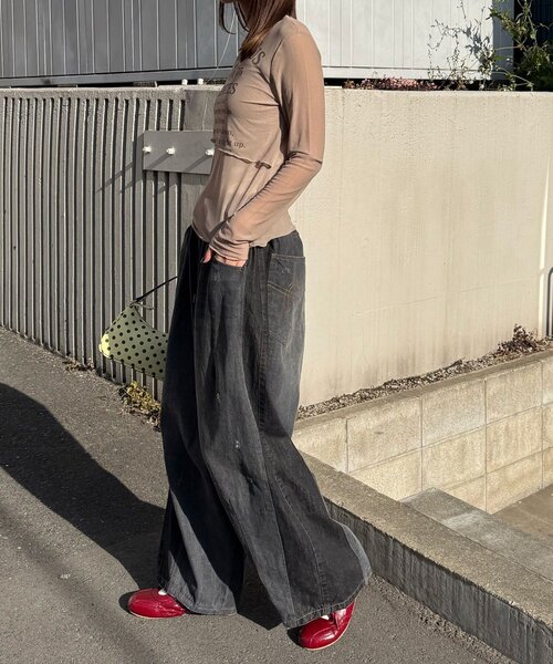 CIAOPANIC（チャオパニック）の「レイヤードデザインメッシュロゴトップス（Tシャツ/カットソー・レディース・オフホワイト/レッド/ブラウン・ONE SIZE）」の11枚目の写真