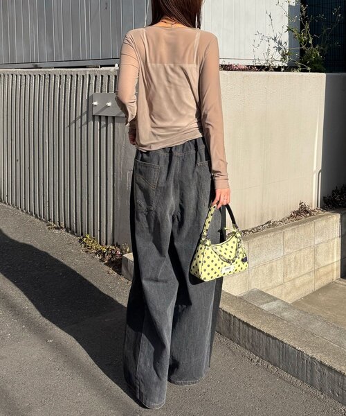 CIAOPANIC（チャオパニック）の「レイヤードデザインメッシュロゴトップス（Tシャツ/カットソー・レディース・オフホワイト/レッド/ブラウン・ONE SIZE）」の12枚目の写真