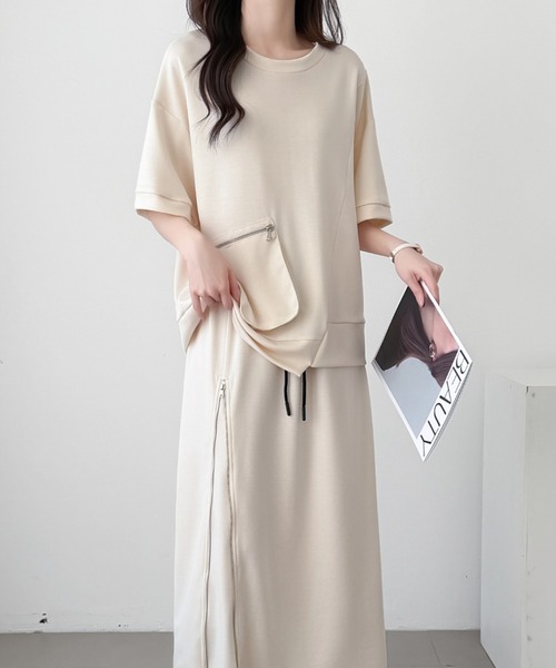 ABITOKYO(アビトーキョー)の「ジップアップデザインダンボールプルオーバーセットアップ(セットアップ・レディース・ブラック/チャコールグレー/ベージュ・L/M)」の4枚目の写真