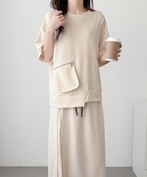 ABITOKYO(アビトーキョー)の「ジップアップデザインダンボールプルオーバーセットアップ(セットアップ・レディース・ブラック/チャコールグレー/ベージュ・L/M)」の5枚目の写真