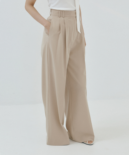 LUCIR ZU(ルシールズ)の「Triangle Tab Wide Slacks (beige)(スラックス・レディース・その他・SMALL/MEDIUM)」の3枚目の写真