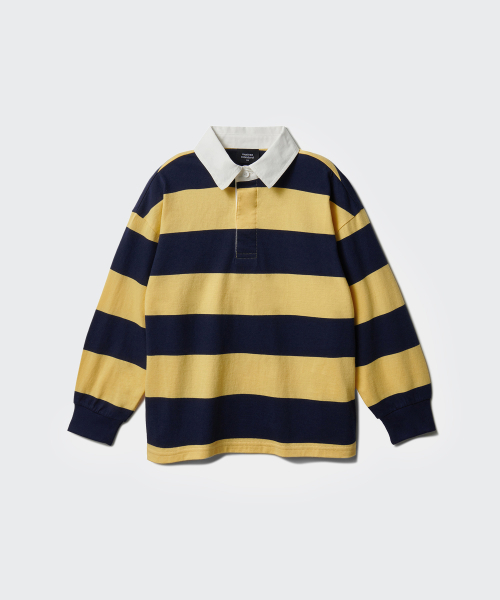 MUSINSA STANDARD KIDS（ムシンサスタンダードキッズ）の「ストライプラグビーシャツ[ネイビー/イエロー]（ポロシャツ・レディース・その他・110/120/130/140/150/160）」の12枚目の写真