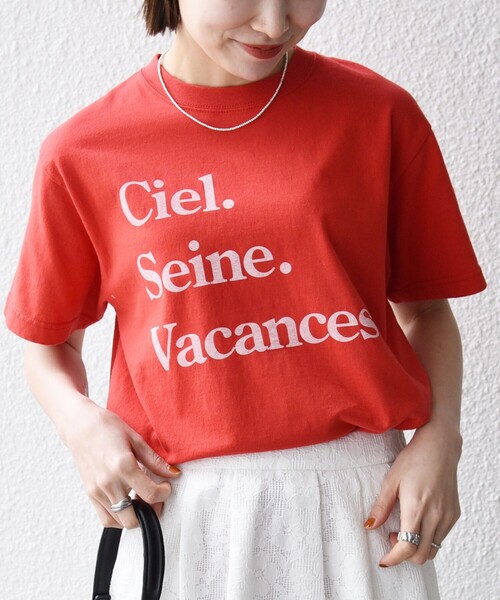 SHIPS any(シップス エニィ)の「TRICOMER:〈洗濯機可能〉フレンチ ロゴ プリント TEE(Tシャツ/カットソー・レディース・オレンジ/ブラック/ライトグレー/ホワイト/レッド・ONE SIZE)」の4枚目の写真