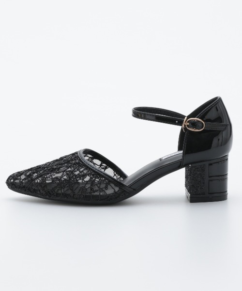 Cupid Heart（キューピッドハート）の「【Cupid Heart】結婚式用！レース×スパンコール　チャンキーヒールパンプス（パンプス・レディース・ブラック/ベージュ/シルバー・MEDIUM/LARGE/SMALL）」の8枚目の写真