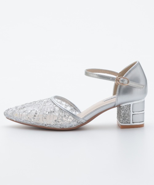 Cupid Heart（キューピッドハート）の「【Cupid Heart】結婚式用！レース×スパンコール　チャンキーヒールパンプス（パンプス・レディース・ブラック/ベージュ/シルバー・MEDIUM/LARGE/SMALL）」の9枚目の写真