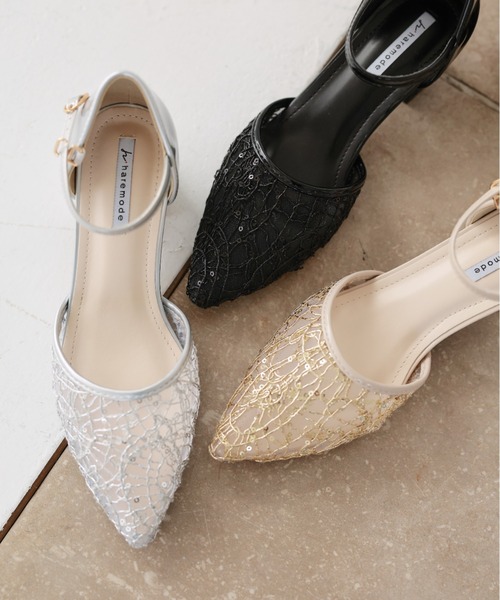 Cupid Heart（キューピッドハート）の「【Cupid Heart】結婚式用！レース×スパンコール　チャンキーヒールパンプス（パンプス・レディース・ブラック/ベージュ/シルバー・MEDIUM/LARGE/SMALL）」の18枚目の写真
