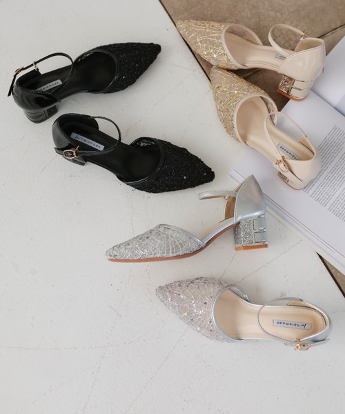 Cupid Heart（キューピッドハート）の「【Cupid Heart】結婚式用！レース×スパンコール　チャンキーヒールパンプス（パンプス・レディース・ブラック/ベージュ/シルバー・MEDIUM/LARGE/SMALL）」の20枚目の写真