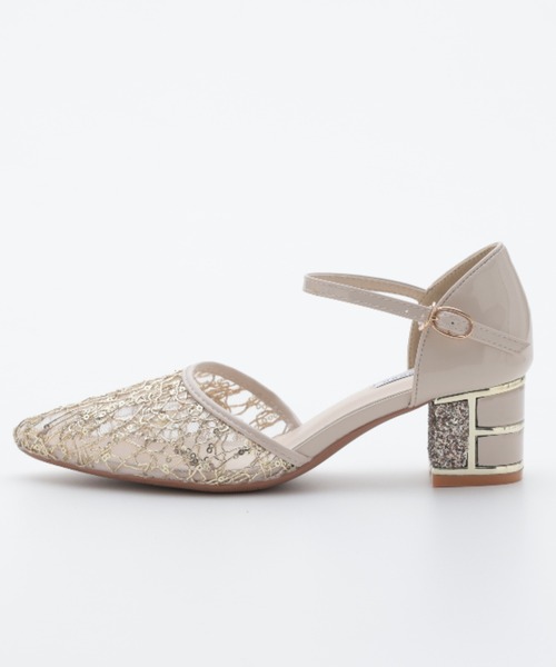 Cupid Heart（キューピッドハート）の「【Cupid Heart】結婚式用！レース×スパンコール　チャンキーヒールパンプス（パンプス・レディース・ブラック/ベージュ/シルバー・MEDIUM/LARGE/SMALL）」の21枚目の写真