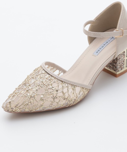 Cupid Heart（キューピッドハート）の「【Cupid Heart】結婚式用！レース×スパンコール　チャンキーヒールパンプス（パンプス・レディース・ブラック/ベージュ/シルバー・MEDIUM/LARGE/SMALL）」の22枚目の写真