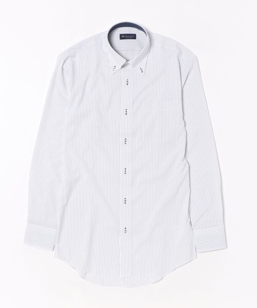TOKYO SHIRTS(トウキョウシャツ)の「【吸水速乾】【COFREX】形態安定ノンアイロン ボタンダウン 長袖ビジネスワイシャツ(ビジネスシャツ・メンズ・ブルー・首回り37cm-裄丈80cm/首回り39cm-裄丈80cm/首回り39cm-裄丈84cm/首回り41cm-裄丈82cm/首回り41cm-裄丈86cm/首回り42cm-裄丈82cm/首回り42cm-裄丈86cm/首回り43cm-裄丈82cm/首回り43cm-裄丈86cm/首回り37cm-裄丈84cm)」の6枚目の写真