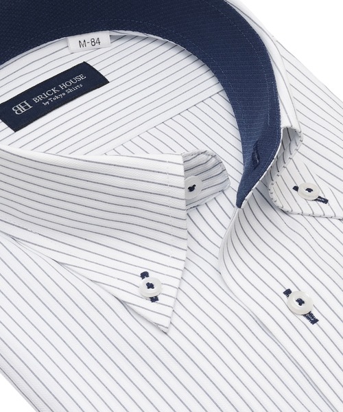 TOKYO SHIRTS(トウキョウシャツ)の「【吸水速乾】【COFREX】形態安定ノンアイロン ボタンダウン 長袖ビジネスワイシャツ(ビジネスシャツ・メンズ・ブルー・首回り37cm-裄丈80cm/首回り39cm-裄丈80cm/首回り39cm-裄丈84cm/首回り41cm-裄丈82cm/首回り41cm-裄丈86cm/首回り42cm-裄丈82cm/首回り42cm-裄丈86cm/首回り43cm-裄丈82cm/首回り43cm-裄丈86cm/首回り37cm-裄丈84cm)」の2枚目の写真