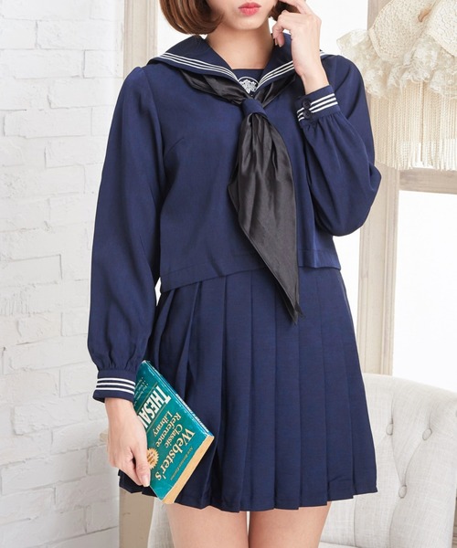 専用　セーラー服コスプレ衣装 セット セール】【制服コスプレ3点セット】双葉学院・鎌倉セーラー服 長袖