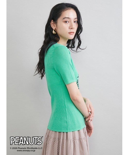 Mila Owen（ミラオーウェン）の「【PEANUTS RECORDS】スヌーピージャガードリブニット（ニット/セーター・レディース・グリーン/アイボリー/ピンク・0/1）」の6枚目の写真