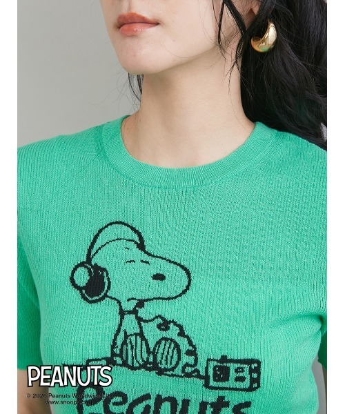 Mila Owen（ミラオーウェン）の「【PEANUTS RECORDS】スヌーピージャガードリブニット（ニット/セーター・レディース・グリーン/アイボリー/ピンク・0/1）」の9枚目の写真
