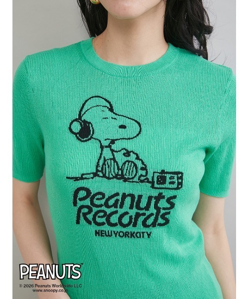 Mila Owen（ミラオーウェン）の「【PEANUTS RECORDS】スヌーピージャガードリブニット（ニット/セーター・レディース・グリーン/アイボリー/ピンク・0/1）」の10枚目の写真