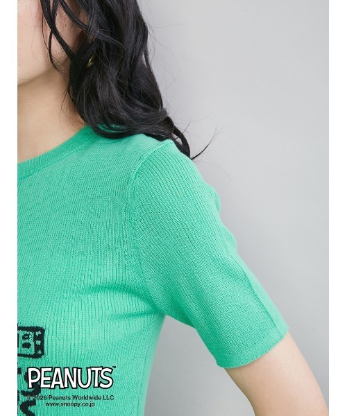 Mila Owen（ミラオーウェン）の「【PEANUTS RECORDS】スヌーピージャガードリブニット（ニット/セーター・レディース・グリーン/アイボリー/ピンク・0/1）」の11枚目の写真