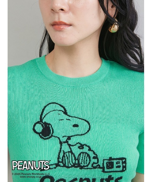 Mila Owen（ミラオーウェン）の「【PEANUTS RECORDS】スヌーピージャガードリブニット（ニット/セーター・レディース・グリーン/アイボリー/ピンク・0/1）」の13枚目の写真