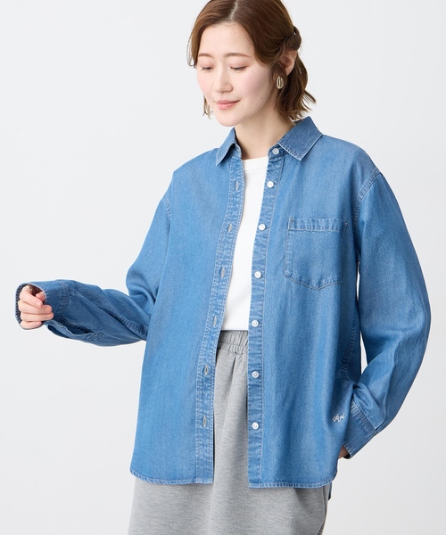 Petit Honfleur（プチオンフルール）の「テンセルデニムシャツ（シャツ/ブラウス・レディース・サックスブルー/ブルー・9号/11号/13号）」の3枚目の写真