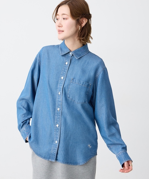 Petit Honfleur（プチオンフルール）の「テンセルデニムシャツ（シャツ/ブラウス・レディース・サックスブルー/ブルー・9号/11号/13号）」の5枚目の写真