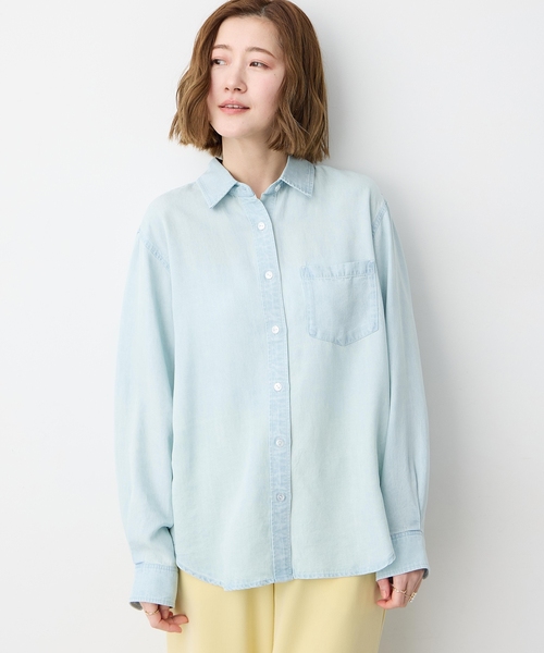 Petit Honfleur（プチオンフルール）の「テンセルデニムシャツ（シャツ/ブラウス・レディース・サックスブルー/ブルー・9号/11号/13号）」の8枚目の写真