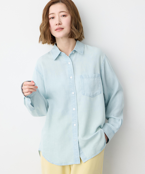 Petit Honfleur（プチオンフルール）の「テンセルデニムシャツ（シャツ/ブラウス・レディース・サックスブルー/ブルー・9号/11号/13号）」の9枚目の写真