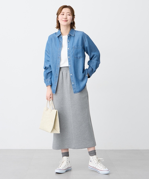 Petit Honfleur（プチオンフルール）の「テンセルデニムシャツ（シャツ/ブラウス・レディース・サックスブルー/ブルー・9号/11号/13号）」の17枚目の写真