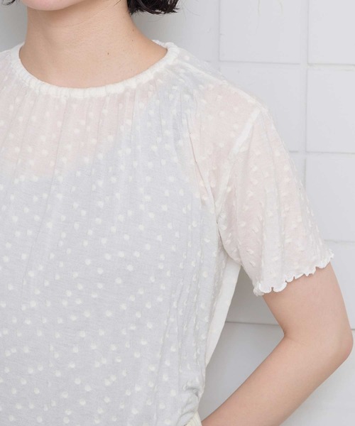 l'atelier du savon（アトリエドサボン）の「すけすけドット五分袖Tシャツ（Tシャツ/カットソー・レディース・アイボリー・FREE）」の2枚目の写真