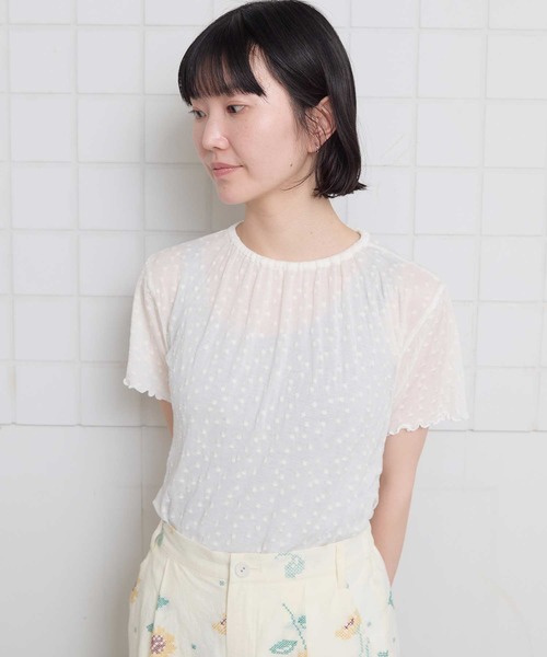 l'atelier du savon（アトリエドサボン）の「すけすけドット五分袖Tシャツ（Tシャツ/カットソー・レディース・アイボリー・FREE）」の4枚目の写真