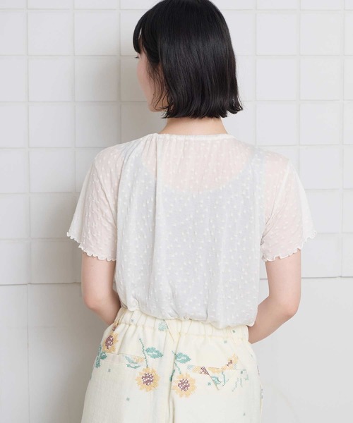 l'atelier du savon（アトリエドサボン）の「すけすけドット五分袖Tシャツ（Tシャツ/カットソー・レディース・アイボリー・FREE）」の6枚目の写真