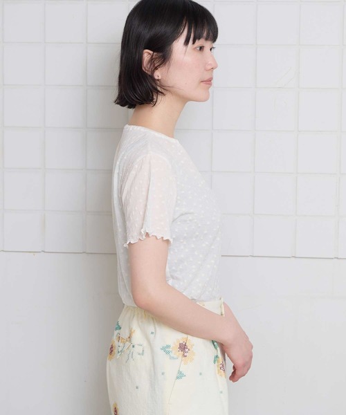 l'atelier du savon（アトリエドサボン）の「すけすけドット五分袖Tシャツ（Tシャツ/カットソー・レディース・アイボリー・FREE）」の5枚目の写真