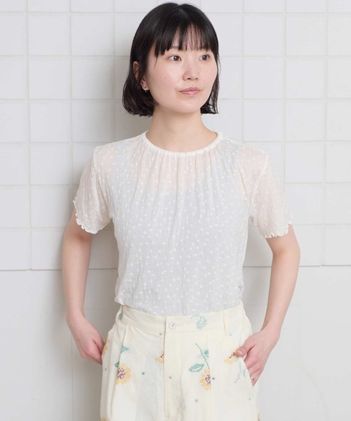 l'atelier du savon（アトリエドサボン）の「すけすけドット五分袖Tシャツ（Tシャツ/カットソー・レディース・アイボリー・FREE）」の7枚目の写真