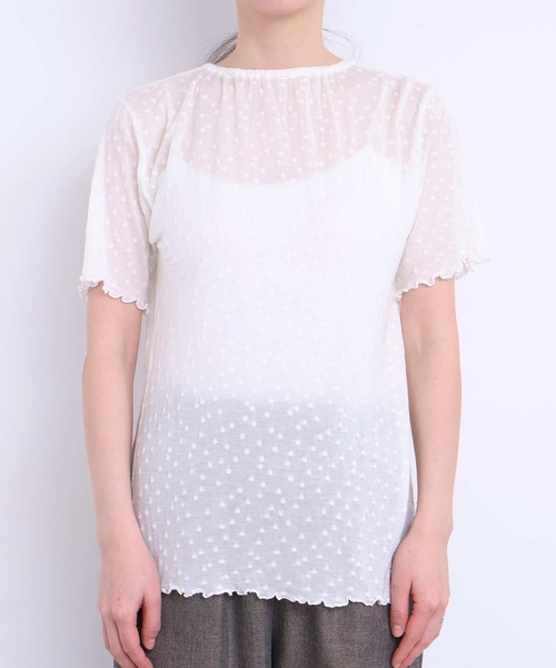 l'atelier du savon（アトリエドサボン）の「すけすけドット五分袖Tシャツ（Tシャツ/カットソー・レディース・アイボリー・FREE）」の14枚目の写真