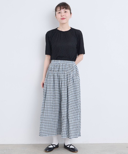 l'atelier du savon(アトリエドサボン)の「_すけすけドット五分袖Tシャツ(Tシャツ/カットソー・レディース・アイボリー/ブラック・FREE)」の13枚目の写真