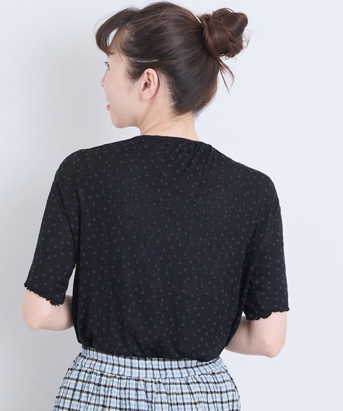 l'atelier du savon(アトリエドサボン)の「_すけすけドット五分袖Tシャツ(Tシャツ/カットソー・レディース・アイボリー/ブラック・FREE)」の12枚目の写真